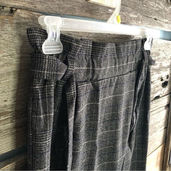 eclipse Size Med Grey Plaid Paperbag Waist Skirt - Picture 2 of 6